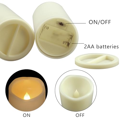 Image of Outdoor Battery Operated Flameless Candles with Remote Timer D3 inchxH4 inch 2 Pack