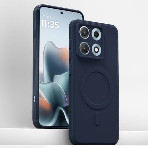 Image of Outlouders Back Cover for Motorola Moto Edge 70 Max 5G | Soft Matte Silicone | Slim Fit | Magnetic-Safe Logo Design (Magnetic-Safe Not Compatible) | Shockproof | Camera Protection Bumper Case (Blue)