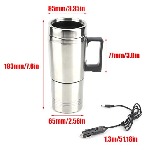 Tetera eléctrica portátil de acero inoxidable 12V para auto miniatura 7