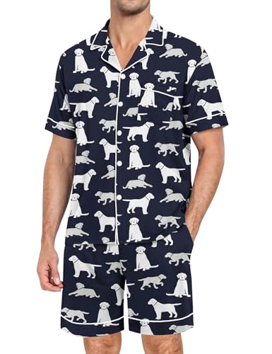 Image of SWOMOG Mens Pajama Set Short Sleeve 2 PCS Sleepwear Button Down Soft Loungewear Modal Set Pj Set with Pockets S-3XL