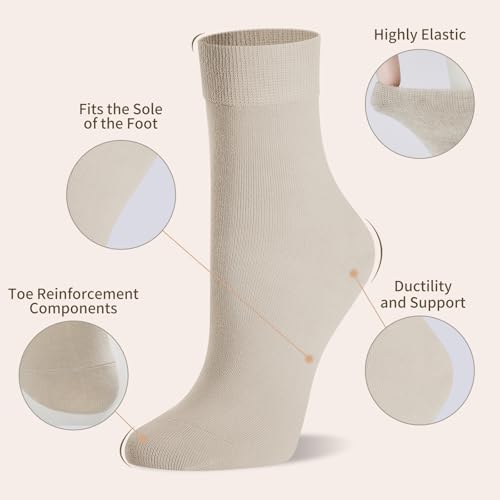 Image of J-BOX Crew Socks for Women Casual Cotton Socks Soft Breathable Dress Socks 10 Pairs