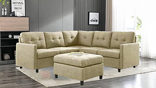 BEEY Sectional Sofa Couch with Ottoman 5 Seater Reversible Modular Corner Sectional Couches L Shape Couch Set for Living Room Small Space BEEY Sectional Sofa Couch with Ottoman 5 Seater Reversible Modular Corner Sectional Couches L Shape Couch Set for Living Room Small Space