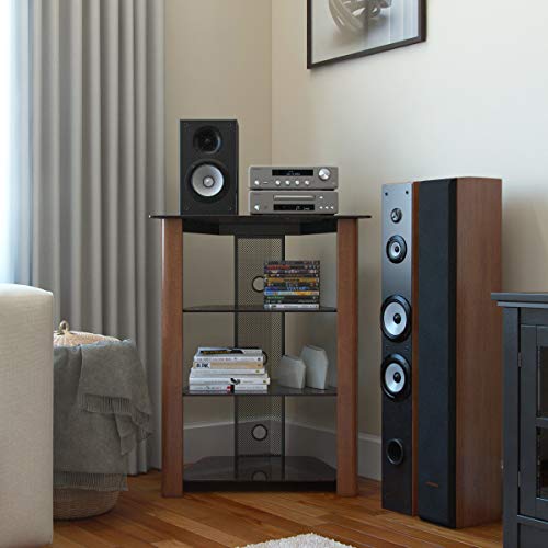 Ryan Rove Ashton Multi-Level Media Component Stand - Living Room Furniture, Home Theater System, Entertainment Center, Console Shelf and Storage Rack - Cable Management, Glass Shelves - Wood Cherry
