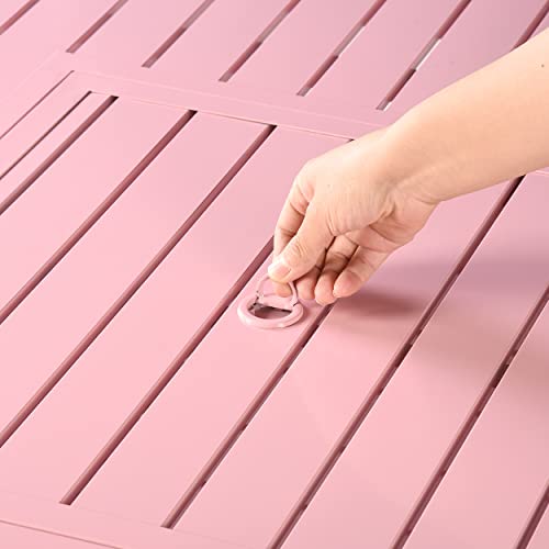 Image of Oakland Living Square 42 in. x 42 in. Aluminum Propane Pink Fire Pit Table with Glass Beads, Two Covers, Lid, 57,000 BTUs