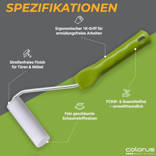 Colorus Lackierset 10x Schaumwalze 11 cm fein gerade 2X Bügel 2X Farbwanne – Ansicht 5