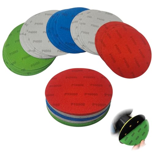 25 Disques Abrasifs 125mm Auto-agrippants – Grain 3000 4000 5000 7000 10000 – Papier de Ponçage Rond Pour Polissage Manucure Miroir Bois Métal Auto –...