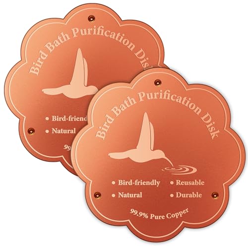Larbeti 4inches Bird Bath Purification Disk, 99.99% Pure Copper Bird Bath Disc Safe Birdbath Cleaner Disks for Outdoor All-Season Use 0.6mm Birdbaths Copper Disk with 3 Point Support (1, Copper)