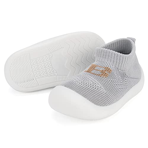 Baby Girls Boys Shoes First Walking Shoe For 1 2 Years Old, Easy Wear Non Slip Lightweight Baby Indoor Outdoor Sneakers Pink Grey #TOP4