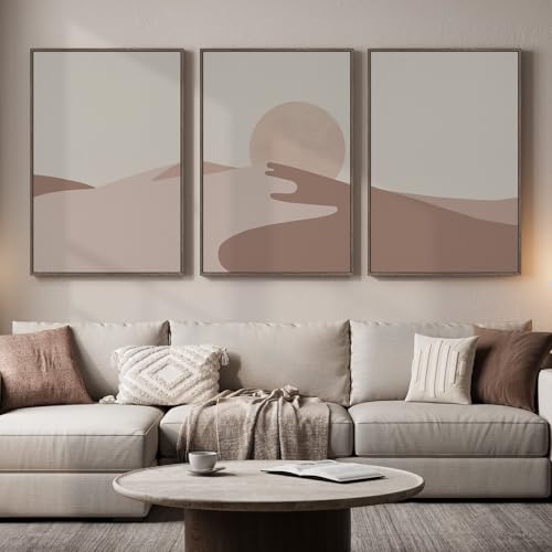 Large Framed Desert Sunset Boho Wall Art Set of 3