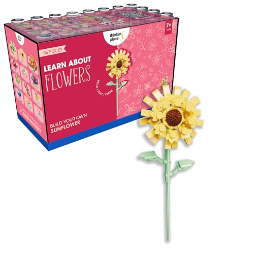 Image of STEM Sunflower Flower Building Blocks Set (86 Pcs, 12-in-1) | DIY Flower Pen Stand Kit for Kids 6+ Years (Boys & Girls) | Creative Craft & Learning Toy | Ideal Gift for Kids