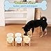 Hundenapf Keramik Futternapf Hund Erhöht - Hundefressnapf mit Rutschfestem Holzständer - Ideal für Kleine und Mittelgroße Hunde - 800 ml - Weiß