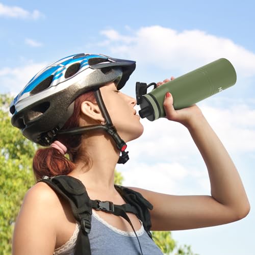 Image of Milton Sparkle 900 Thermosteel Water Bottle with Easy Sip Cap and Handle, 920 ml, Vacuum Insulated Stainless Steel, Hot and Cold, On The Go Bottle for Office College, Military Green