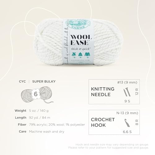 Image of Lion Brand Yarn Wool-Ease Thick & Quick Yarn, Soft and Bulky Yarn for Knitting, Crocheting, and Crafting, 1 Skein, Celebration | Super Bulky Wool Acrylic Blend Fiber for Soft Hats, Sweaters, Chunky Blankets, Yarn for Crochet, Knitting, Crafts, Weaving