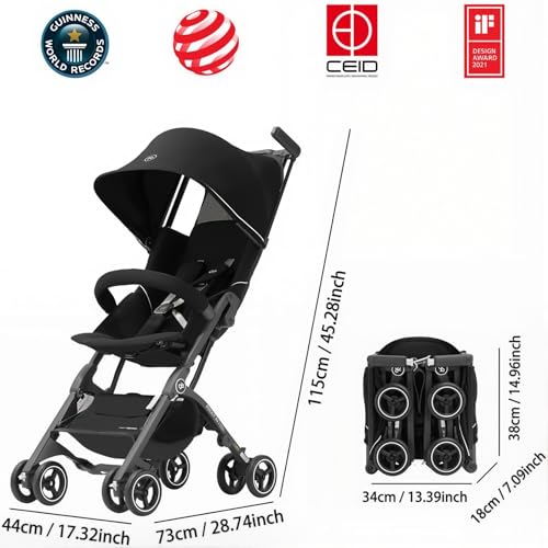 Image of gb Pockit+ All-Terrain, Ultra Compact Lightweight Baby pockit Travel Stroller for Babies & Toddlers, Carry-On Flight Luggage Compliant, Black Orange