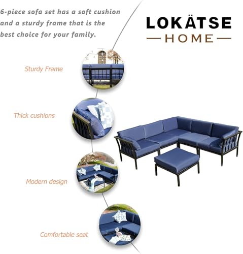 Image of LOKATSE Home 2 Piece Corner & Armless Sofa Outdoor Furniture Sectional Couch Set Patio Loveseat