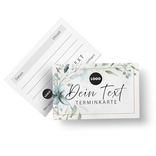 Terminkarten erstellen 50 Karten mit Name Logo personalisiert für Friseur Kosmetik Massage gut beschreibbar made in Germany (Motiv 2)