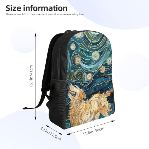 16In Travel Backpack Dog Starry Night Sky Casual Daypack for Outdoor Enthusiasts, Business Men & Women, Travel Ready Design3