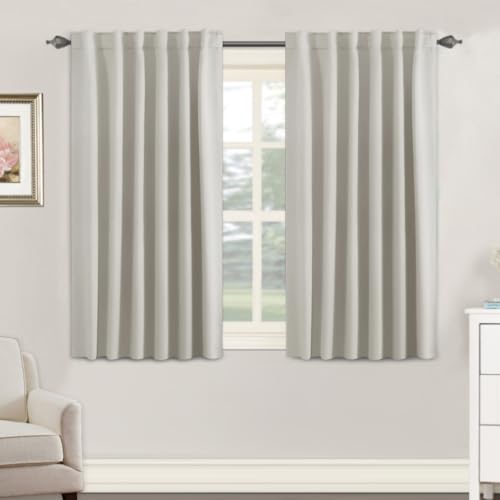 Image of H.VERSAILTEX Blackout Curtains Thermal Insulated Window Treatment Panels Room Darkening Blackout Drapes for Living Room Back Tab /Rod Pocket Bedroom Draperies, 52 x 45 Inch, Ivory /Cream, 2 Panels