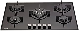 MILLAR GH9051PB 90cm Built-in 5 Burner Gas on Glass Hob Cooktop with Cast Iron Pan Supports