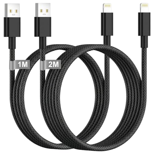 Image of iPhone Charger Cable 2Pack 1M+2M MFi Certified, Lightning to USB Cable iPhone Fast Charger Cable USB to Lightning Cable iPhone Charging Cable Lead Wire for iPhone 14/13/12/11 Pro Max/XS/XR/8/iPad