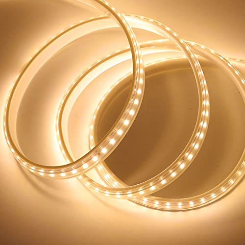 Image of SUYOOULIN LED Strip Lights, 9.9ft /3m High Voltage AC110V-130V Waterpoof IP68 Super Bright 9000LM 2835 120 LEDs /m LED Light Strips for Home Garden Outdoor Decoration(Warm White 3500K)