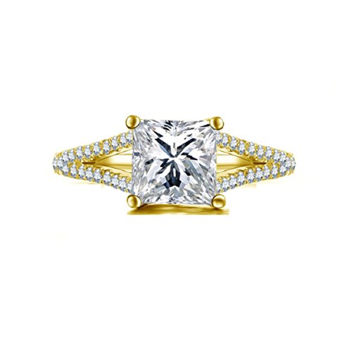 Anillos cadeau bijoux : l'alliance or jaune et diamant princesse idéale