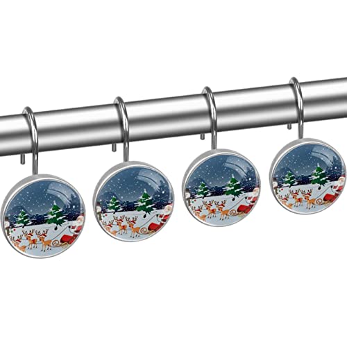 Crochets pour rideau de douche acier inoxydable Noël salle de bain pack 12 - 3