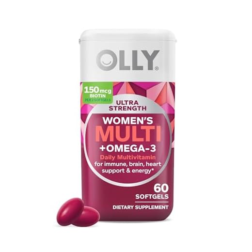 Olly Ultra Women's Multi Softgels, Overall Health and Immune Support, Omega-3s, Pink, 60 Count