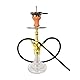 RMAN® Shisha Set Wasserpfeife 3 Anschlüsse 53cm Aluminium Hookah Komplett mit Kaminkopf Silikonschlauch Edelstahl Tauchrohr Klick System Closed Chamber Zange (Gold)