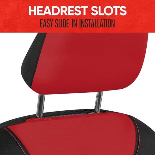 Image of Motor Trend AquaShield Waterproof Front Seat Covers, Red Seat Covers for Cars - Neoprene Front Car Seats Cover, SUV Seat Covers Protector - Car Interior Cover for Auto, Trucks, & Dog Owners