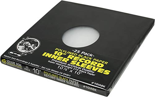 (25) 10インチ ポリライン&ブラックペーパー スーパーヘビーウェイト レコードインナースリーブ 穴付き - アーカイブ品質 無酸性 #10IABK（Amazon）