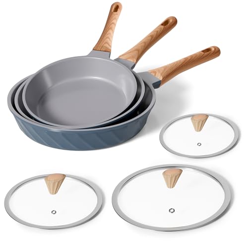 RIOVARM Antihaft Induktion Pfannenset mit Deckeln Keramik beschichtung Bratpfannen-Set 20cm 24cm...