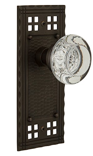 40% Off Discount Nostalgic Warehouse Craftsman Plate with Round Clear Crystal Glass Knob, Single Dummy, Oil-Rubbed Bronze