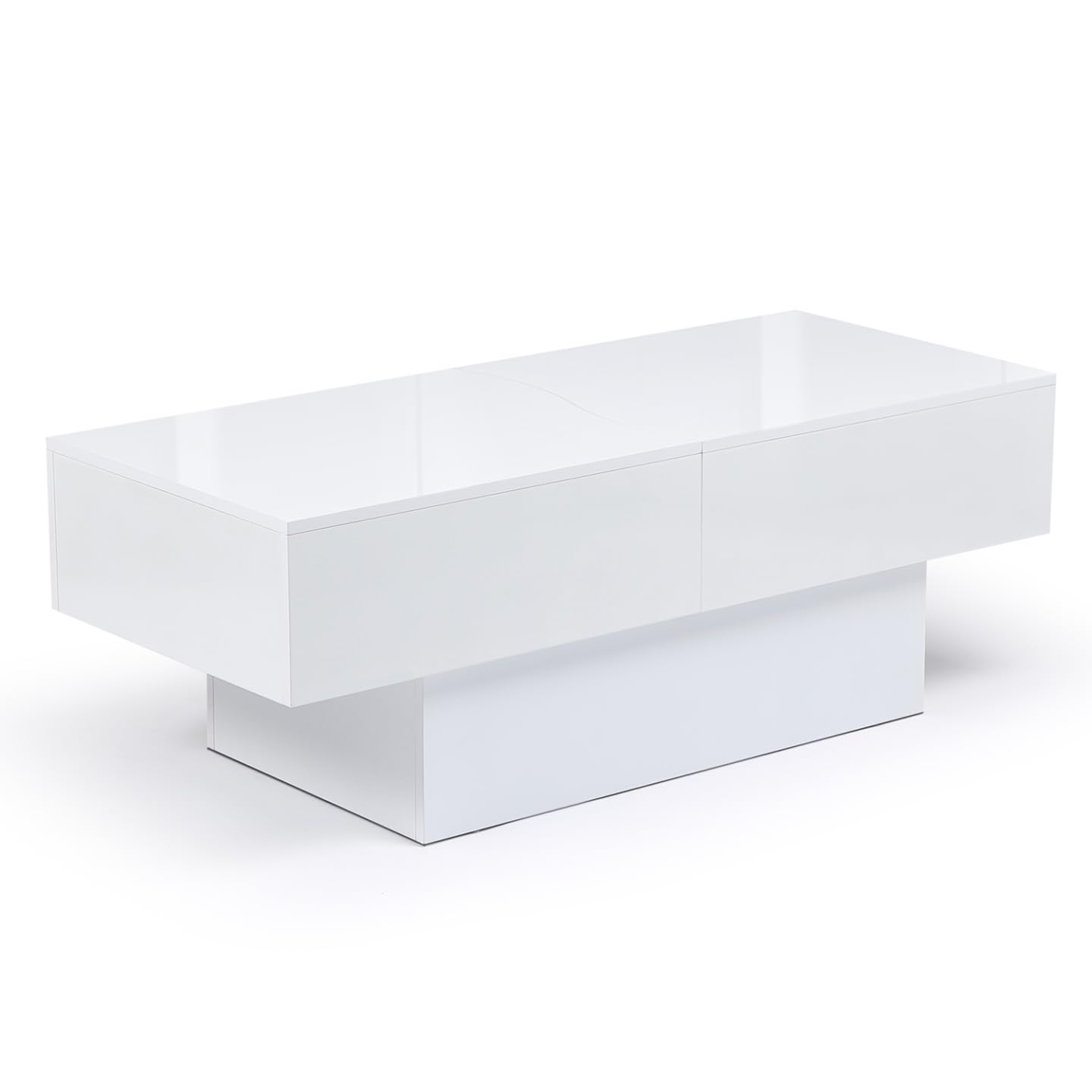 IDMarket - Table Basse coulissante rectangulaire Marta Bois Blanc