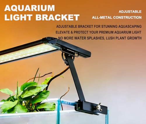 Image of Metal Aquarium Light Riser Clamp, 2Pcs | Full Metal, Fits Rim Up to 0.9 inch, Max 4.9 inch Wide Light, 0-6.5 inch Adjustable Height