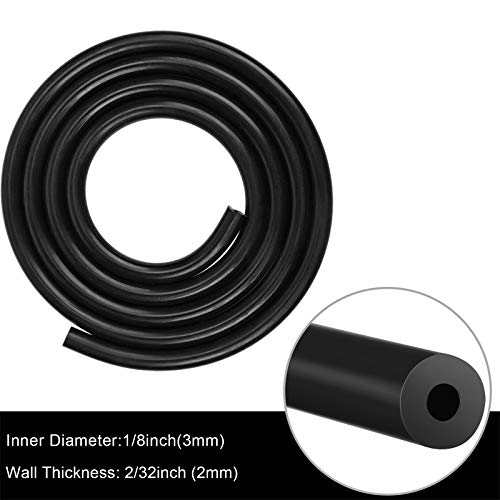 BBTO 5 Feet Length High Temperature Silicone Vacuum Tubing Hose for Multiple Use (Black,1/8 Inch, 3 mm)