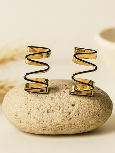 Image of Bohey by KARATCART Gold-Toned Classic Half Hoop Earrings for Women