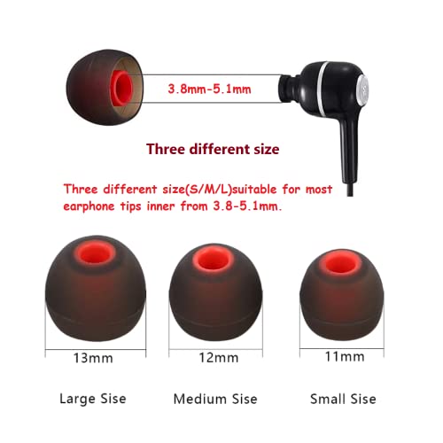 Image of Silicone Replacement Earbud Tips Ear Tips Fit Most in-Ear Earbuds(Inner Hole 3.8mm -5.1mm) Headphone Earbud Covers Eartips 9 Pairs S M L