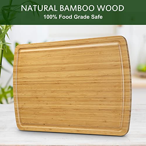 30 Inch Extra Large Bamboo Cutting Board for Kitchen, Wooden Stove Top Cover Noodle Board, Meat Cutting Board for BBQ with Juice Groove, Over the Sink Cutting Board