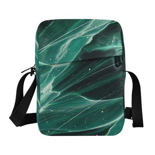 Fake Glitter Marble Grain Navy Green crossbody messenger bag Shoulder Crossover Bag Cross Body Purse Adjustable Strap for Casual School