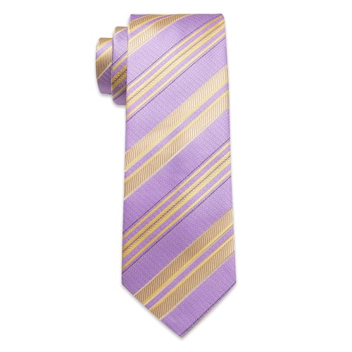 Image of YourTies Striped Ties for Men Classic Woven Silk Necktie with Handkerchief Cufflinks Set Formal Business Party Wedding