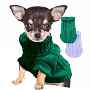 Small Dog Sweater 2 Pieces Dog Sweaters for Small Dogs, Dog Clothes for Small Dogs, Pet Cat Sweater Cold Weather Puppy Clothes Outfits (Small)