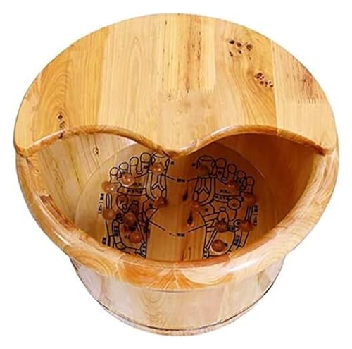 Bañera de Madera para Pies con Tapa y Masajeador