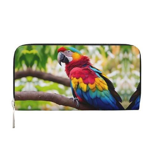 Fantastic Parrot Feather 1 Print Womens Wallet, Ladies Credit Card Holder, Phone Wallet Purses, Long Clutch Hand Bag
