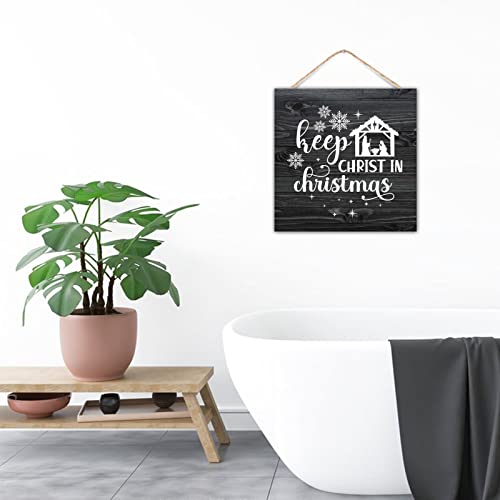 Panneau mural bois Keep Christ in Christmas 30cm pour salon