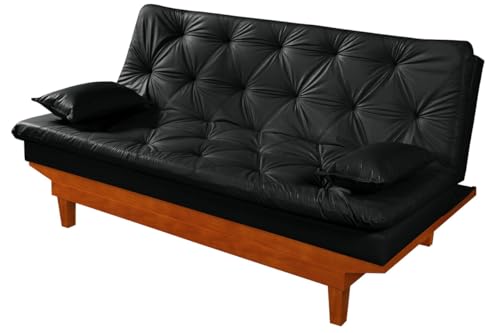 Sofa Cama Caribe 3 Lugares Reclinavel Base Em Madeira Revestido C...