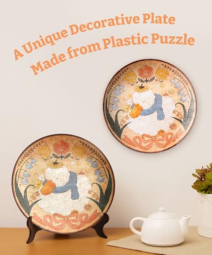 Image of PieceRelax 3D Puzzle Plate 124 Pieces - Sleeping in Sunlit Garden - Jigsaw Puzzle for Adults, Decorative Plate with Durable Plastic Pieces, Ideal Gift for Home or Office Decor [PL1019]