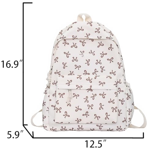 Classic Cute Bow Tie Printed Backpack 16.9 Inch Kawaii Casual Simple Lightweight Travel Bag For Women Purple2
