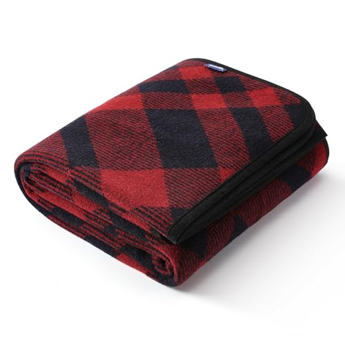 ACUSHLA Merino 58% Wolldecke Decke Kuscheldecke Große Super Soft Sofadecke Wohndecke Tagesdecke Bettüberwurf Warme Gehäkelte Winter Blanket (160x200 cm |Schottisches Karomuster Rot)