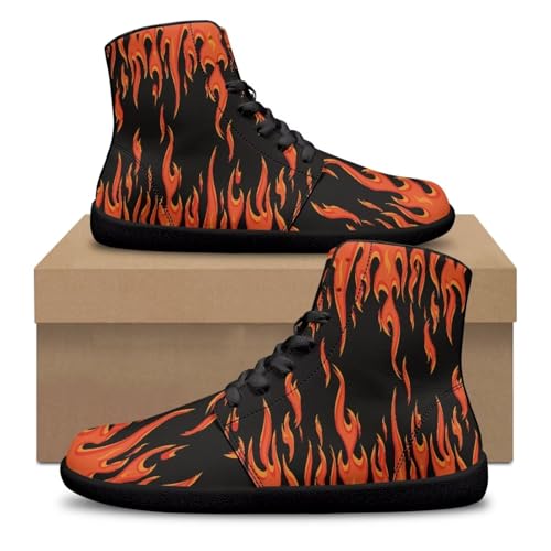 Jeiento Nature Pattern Mens Walking Shoes High Top Barefoot Running Shoes Wide Toe2